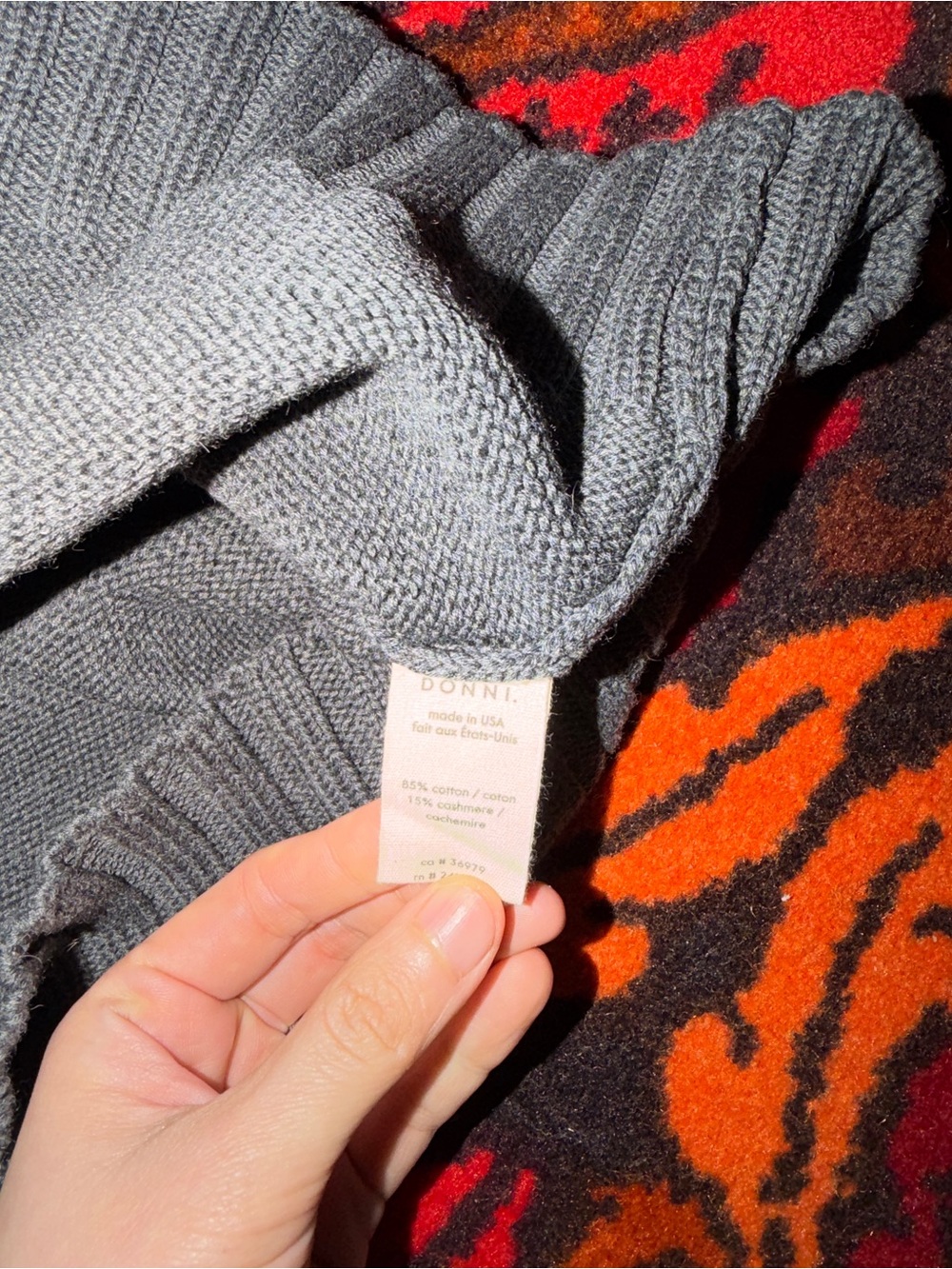DONNI. Charcoal Grey Cotton-Cashmere Crewneck Sweater - Picture 4 of 5